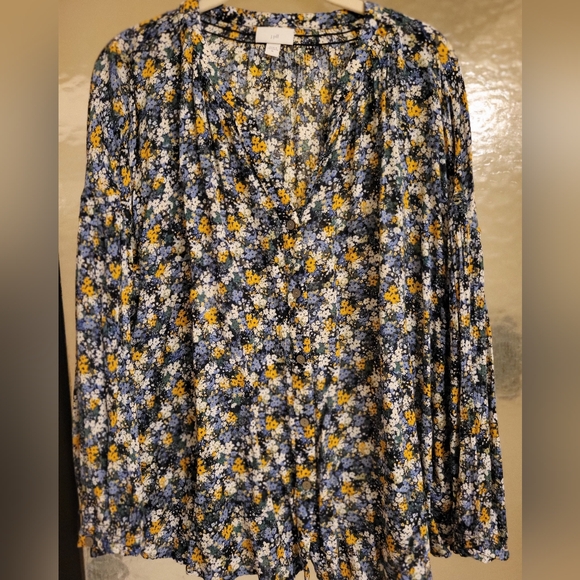 J.Jill Floral Button Front Blouse XL - Picture 3 of 8